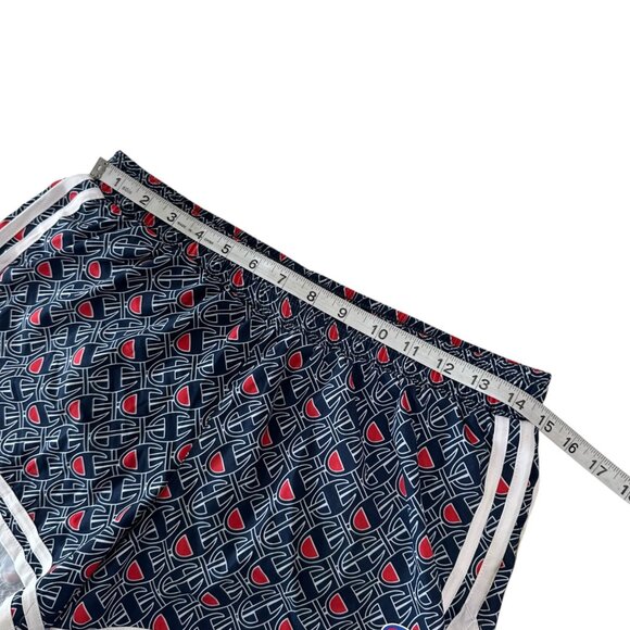 Champion Women Navy/Red Athletic Running Shorts SZ S Build-Brief  Logo Pattern - Picture 4 of 11